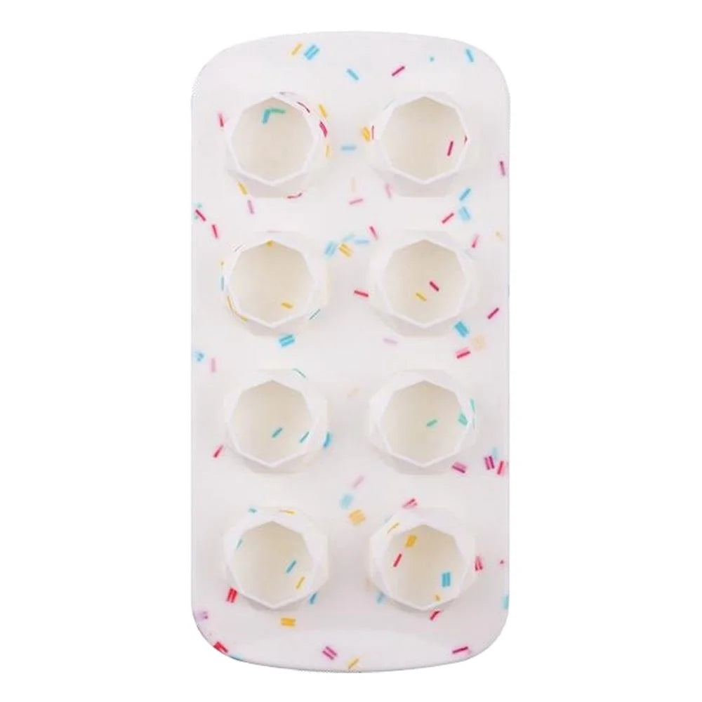 Diamond / Heart / Star / Round Shape DIY Ice Maker Silicone Ice Cube Tray 8 Cavity Mold (BPA Free, FDA Certified) - Diamond / Candy Color - 1