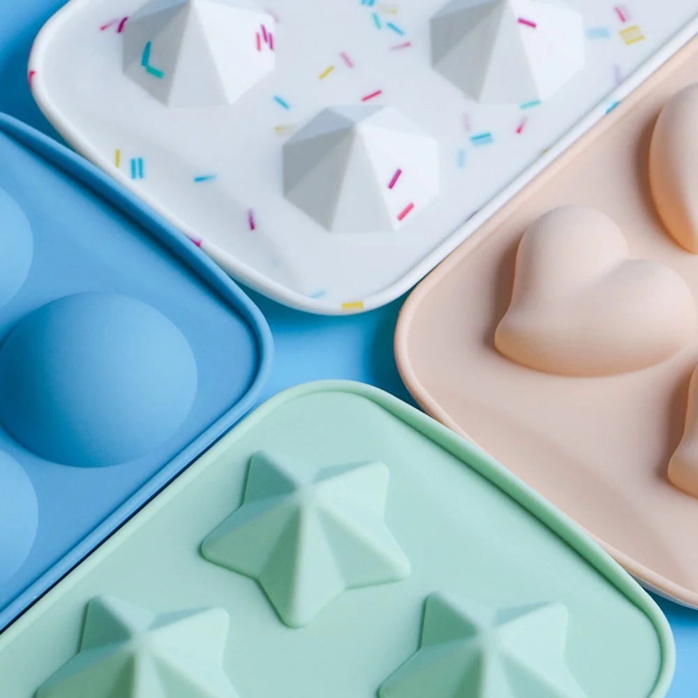 Diamond / Heart / Star / Round Shape DIY Ice Maker Silicone Ice Cube Tray 8 Cavity Mold (BPA Free, FDA Certified) - Diamond / Candy Color - 4