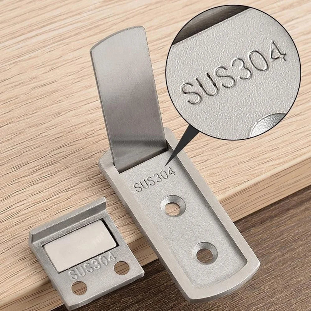 Ultra Thin Stainless Steel Magnetic Door Stopper for Aluminum Frame Glass Doors Self Adhesive Doorstop - Brushed Stainless Steel - 3