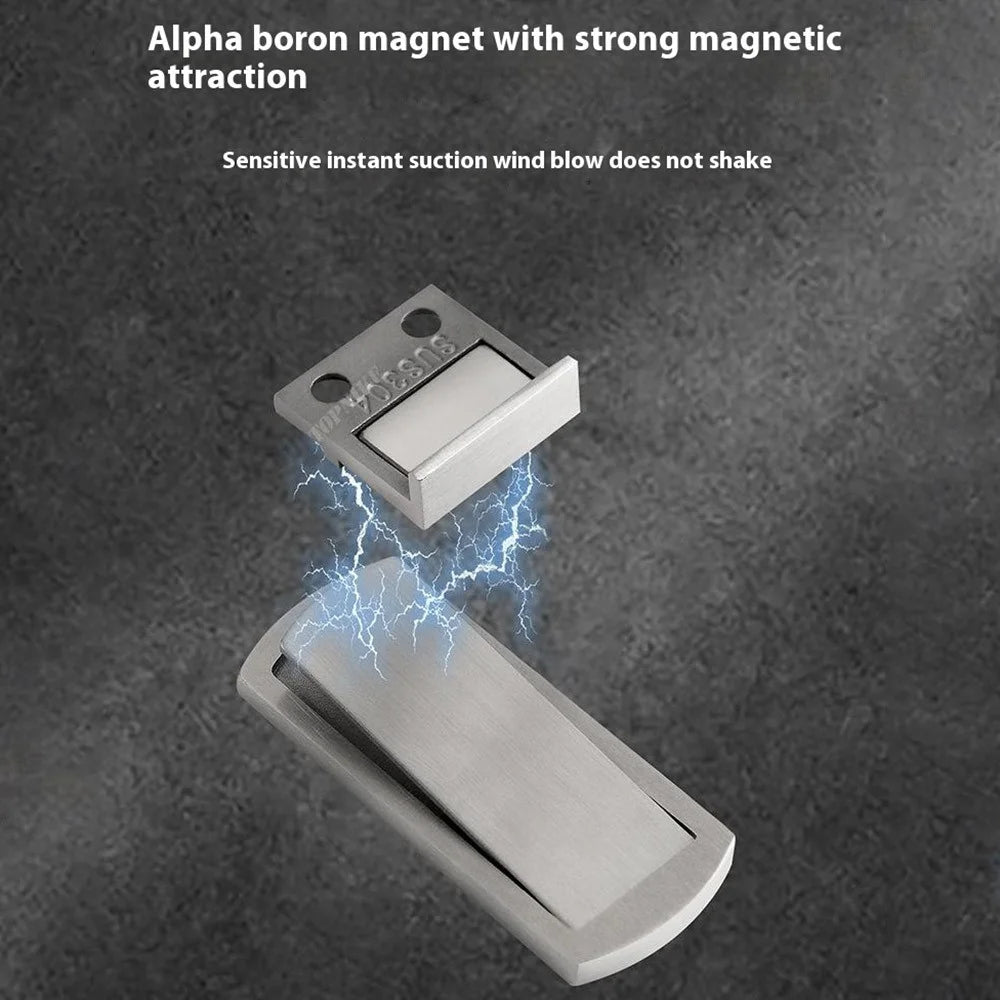 Ultra Thin Stainless Steel Magnetic Door Stopper for Aluminum Frame Glass Doors Self Adhesive Doorstop - Brushed Stainless Steel - 4