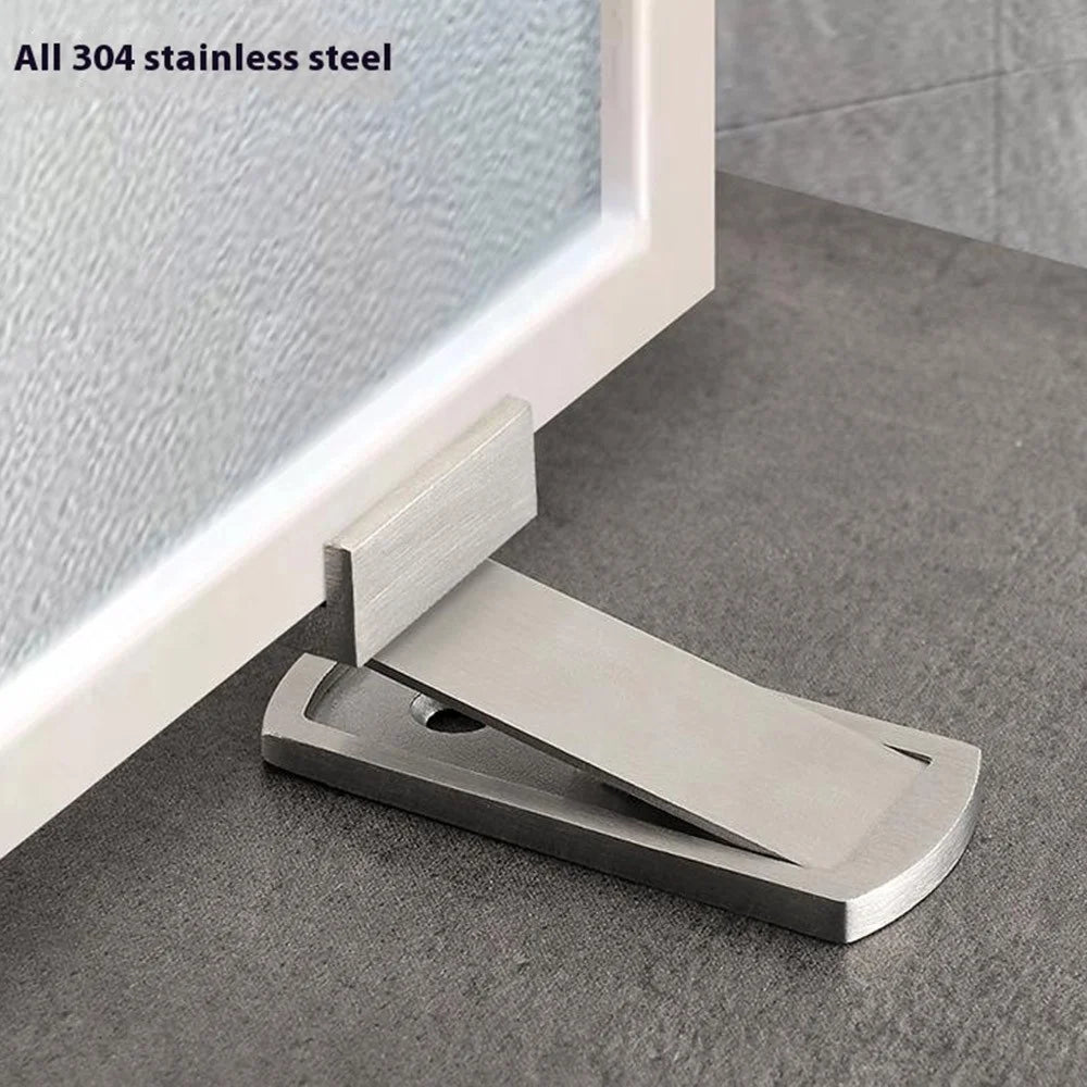 Ultra Thin Stainless Steel Magnetic Door Stopper for Aluminum Frame Glass Doors Self Adhesive Doorstop - Brushed Stainless Steel - 5