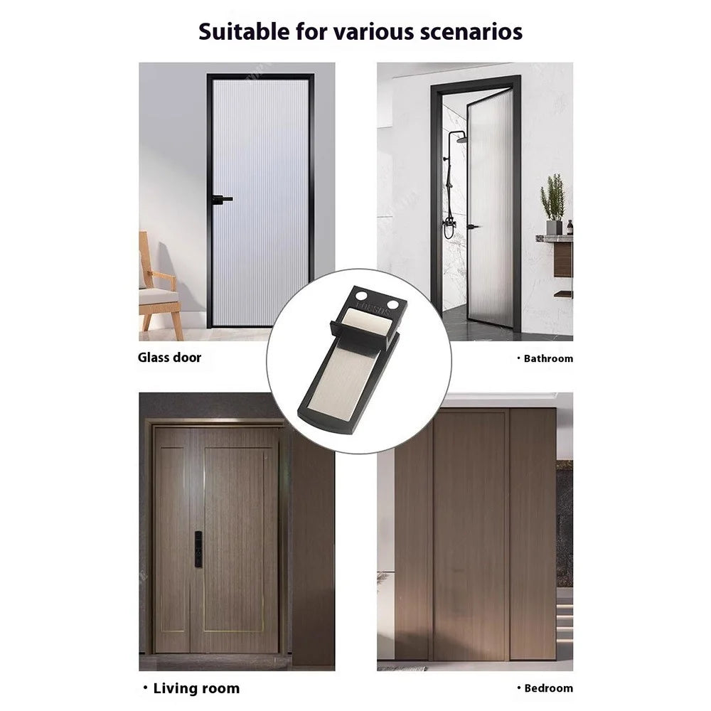 Ultra Thin Stainless Steel Magnetic Door Stopper for Aluminum Frame Glass Doors Self Adhesive Doorstop - Brushed Stainless Steel - 6