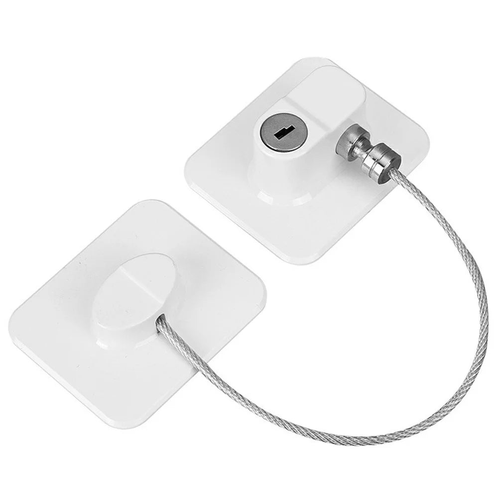 FQ3 Multifunction Child Safety Lock for Window Door Refrigerator Cabinet 3mm Steel Cable Lock - White Square - 1