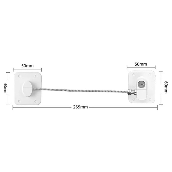 FQ3 Multifunction Child Safety Lock for Window Door Refrigerator Cabinet 3mm Steel Cable Lock - White Square - 5