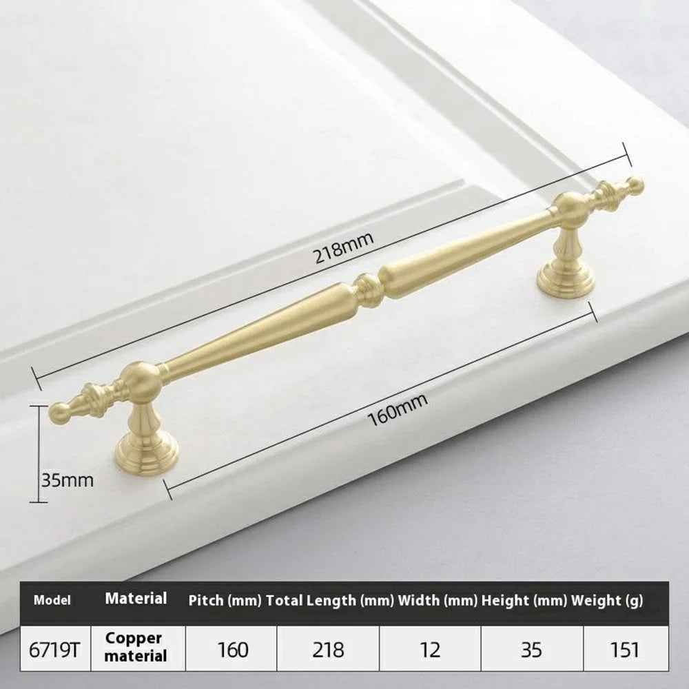 6719T-160 Luxury Brass Cabinet Handle Furniture Drawer Wardrobe French Style Door Pull Handle - 2