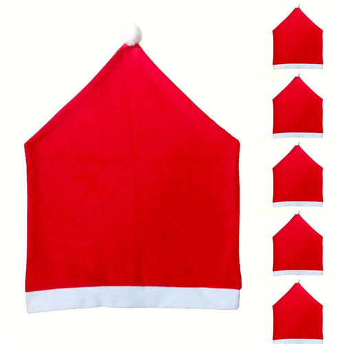 SDYT003 6Pcs / Set Christmas Chair Cover Santa Claus Hat Dining Chair Cover Cap Slipcover Home Kitchen Table Decor - 1