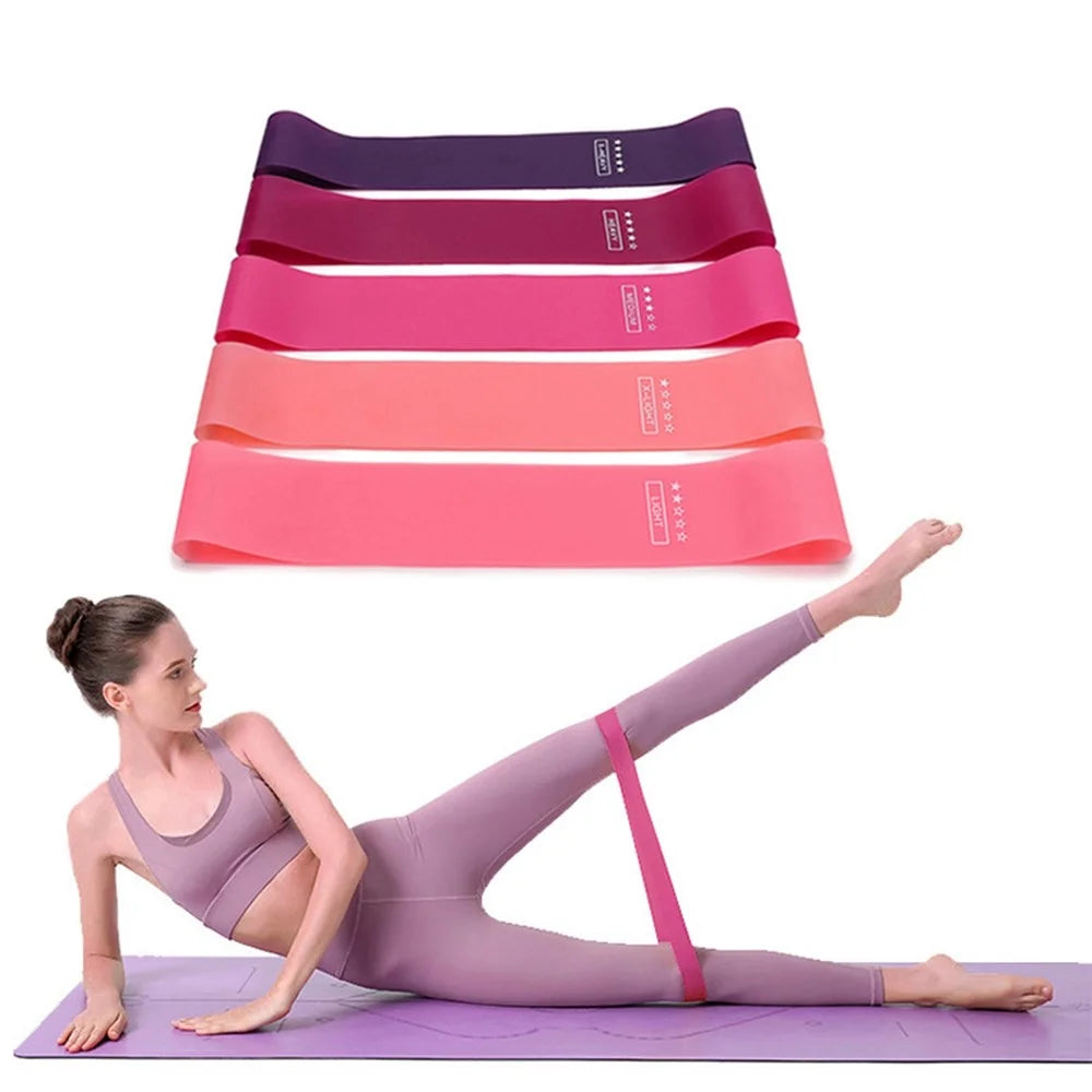 5Pcs Natural Latex Resistance Bands Women Squat Booty Yoga Fitness Equipment Strength Training Exercise Bands - with Pink Storage Bag - 4