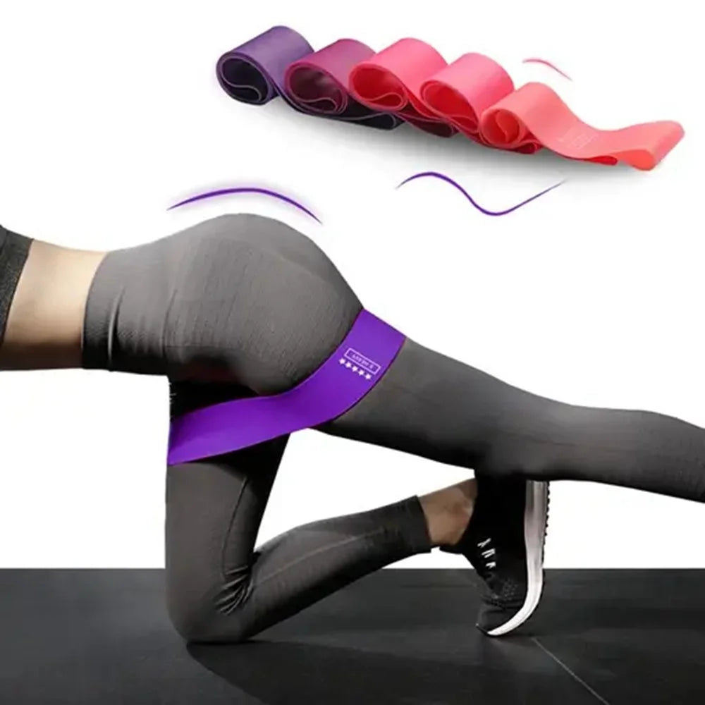 5Pcs Natural Latex Resistance Bands Women Squat Booty Yoga Fitness Equipment Strength Training Exercise Bands - with Pink Storage Bag - 5