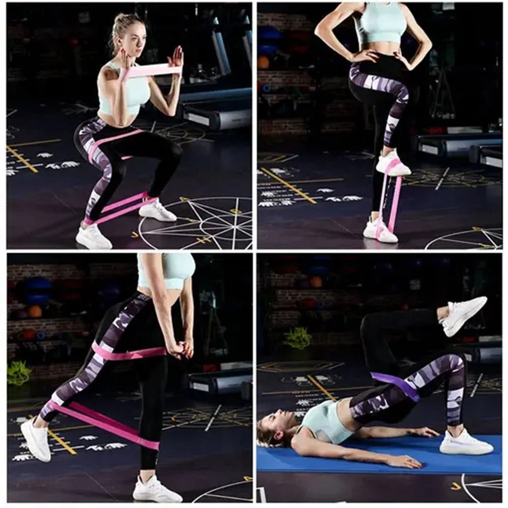 5Pcs Natural Latex Resistance Bands Women Squat Booty Yoga Fitness Equipment Strength Training Exercise Bands - with Pink Storage Bag - 6