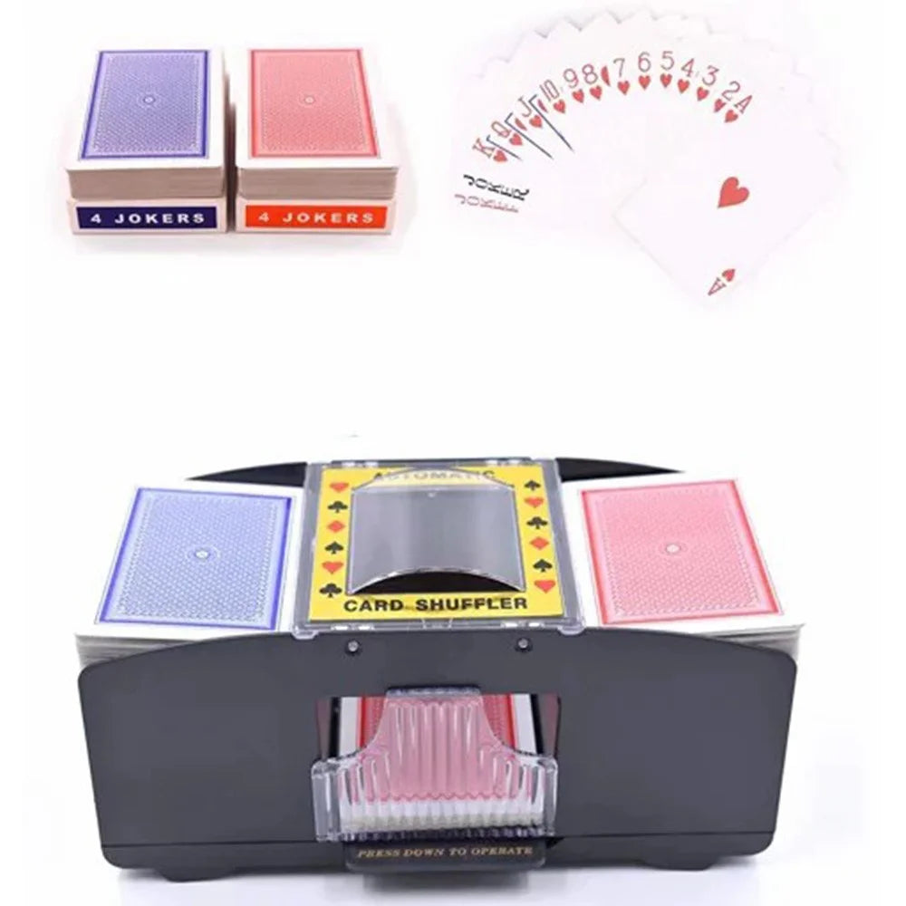 Automatic Card Shuffler for 2 Decks Playing Cards Battery Operated Electric Poker Shuffling Machine - 4