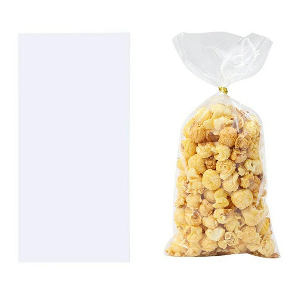50Pcs Clear OPP Gift Bags Candy Biscuit Treats Packaging Pouch with Sealing Ribbons (BPA Free, No FDA) - 2