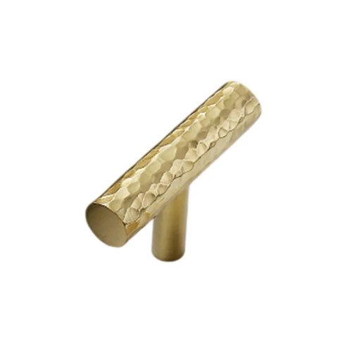 Hammered Texture Brass Cabinet Handle European Style Drawer Wardrobe Single Hole Hardware Pull Handle - 1