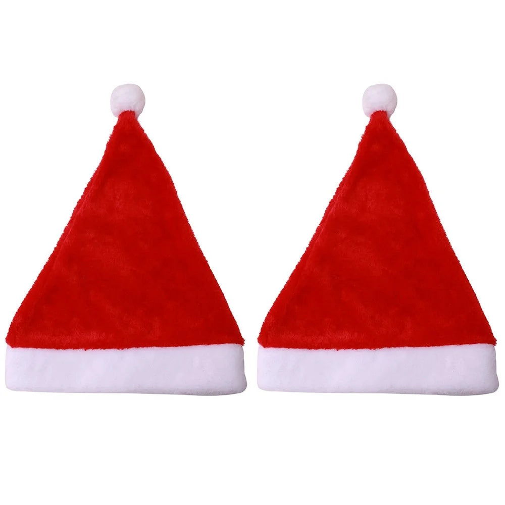 2Pcs / Set Soft Plush Christmas Hat for Adult, Santa Claus Cap Decoration Gift Christmas Party New Year Supply - 1