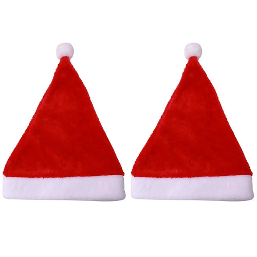 2Pcs / Set Soft Plush Christmas Hat for Adult, Santa Claus Cap Decoration Gift Christmas Party New Year Supply - 1