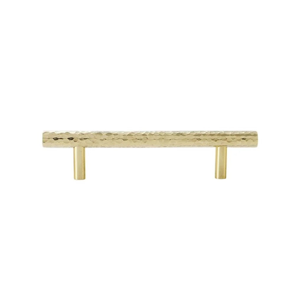 96mm Hole Spacing Hammered Texture Drawer Pull Cabinet Wardrobe European Style Brass Handle - 1