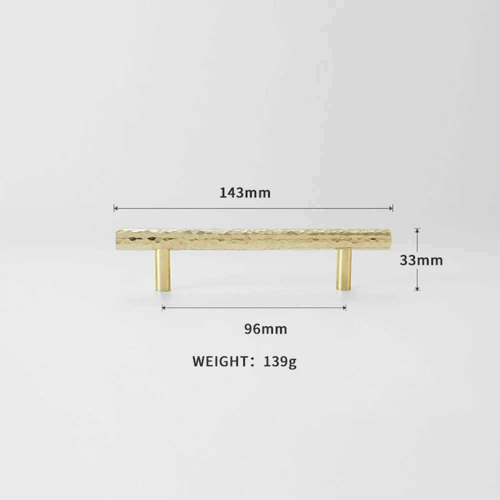96mm Hole Spacing Hammered Texture Drawer Pull Cabinet Wardrobe European Style Brass Handle - 6