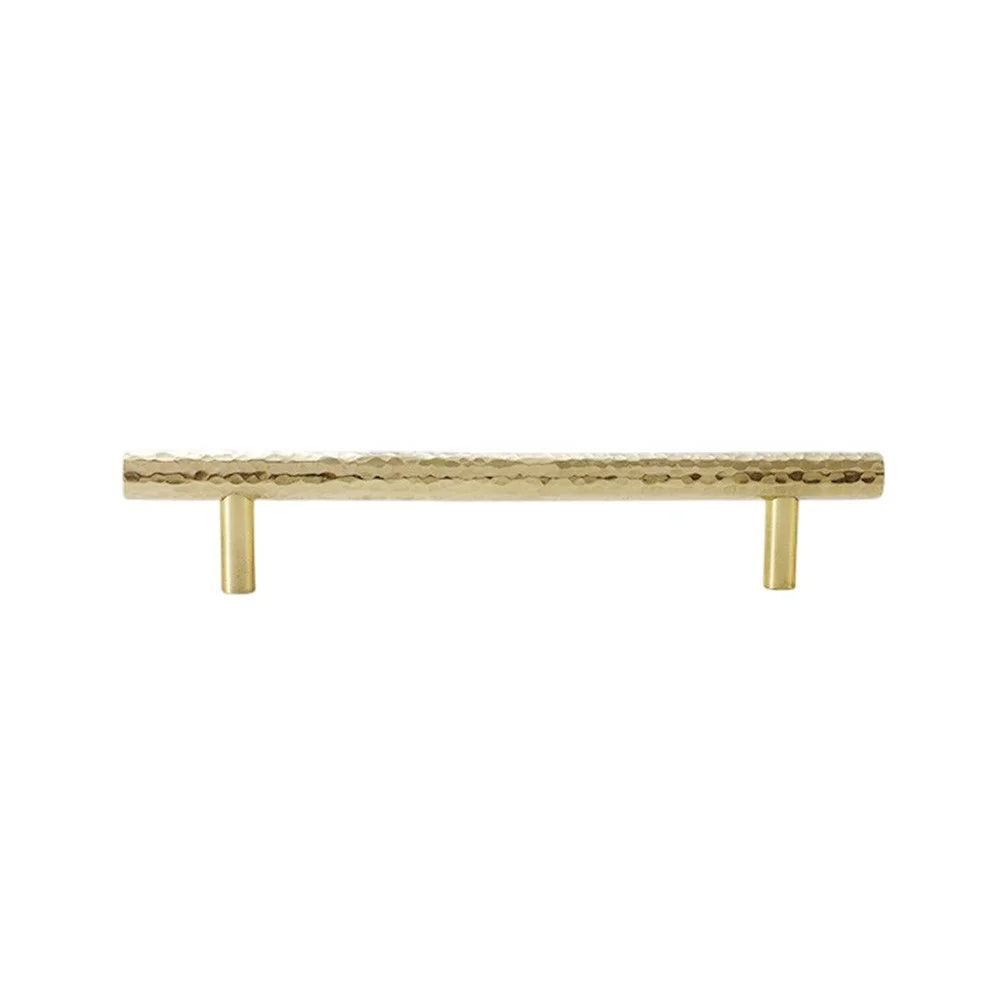 128mm Hole Spacing Hammered Texture Drawer Pull Cabinet Wardrobe European Style Brass Handle - 1