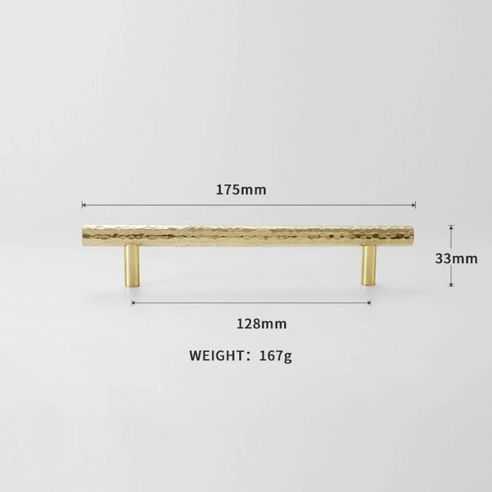 128mm Hole Spacing Hammered Texture Drawer Pull Cabinet Wardrobe European Style Brass Handle - 6