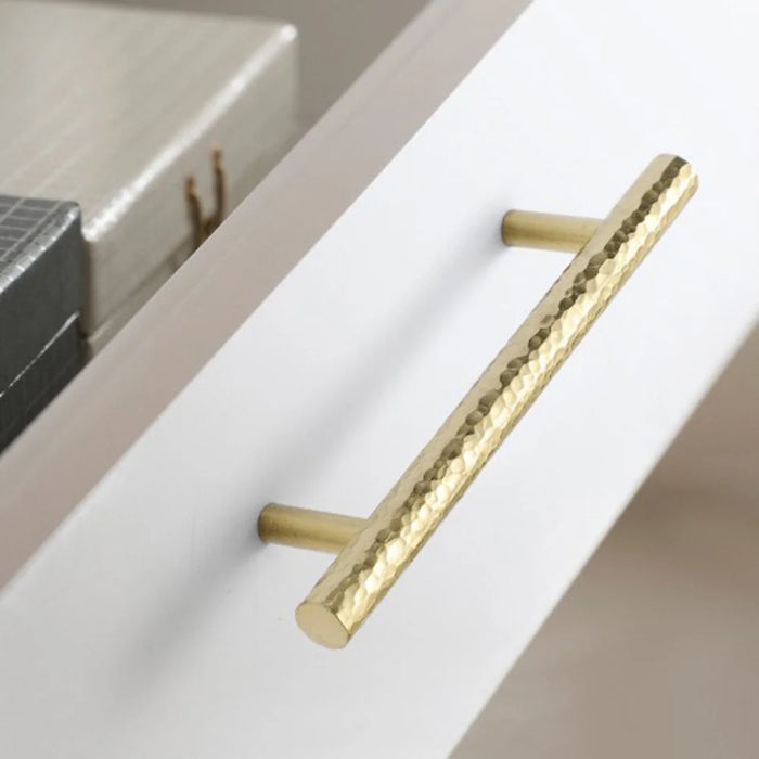 160mm Hole Spacing Hammered Texture Drawer Pull Cabinet Wardrobe European Style Brass Handle - 2