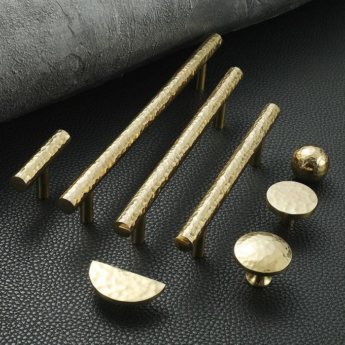 160mm Hole Spacing Hammered Texture Drawer Pull Cabinet Wardrobe European Style Brass Handle - 6