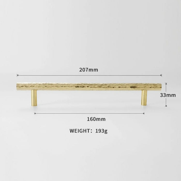 160mm Hole Spacing Hammered Texture Drawer Pull Cabinet Wardrobe European Style Brass Handle - 7