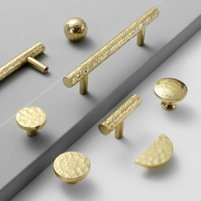 Hammered Texture Single Hole Brass Cabinet Handle European Style Drawer Wardrobe Door Pull Knob - 3