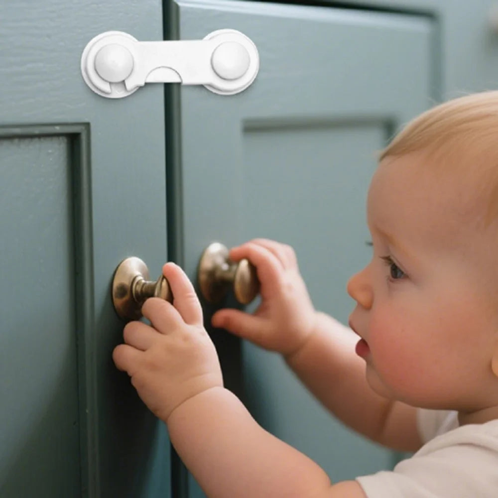 10Pcs Baby Child Safety Drawer Lock Refrigerator Cabinet Anti Pinch ABS Protective Latch - White - 3
