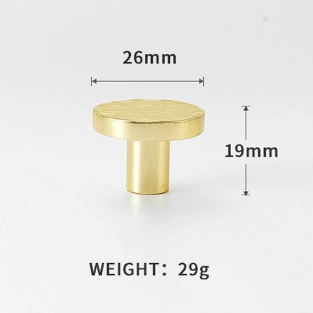 Size S Round Hammered Texture Single Hole Cabinet Handle European Style Brass Drawer Wardrobe Pull Knob - 6
