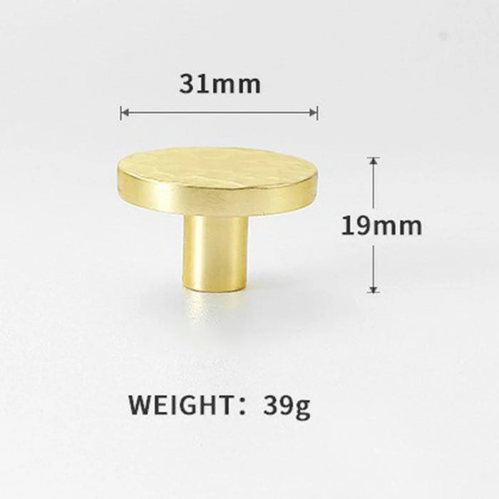 Size L Round Hammered Texture Single Hole Cabinet Handle European Style Brass Drawer Wardrobe Pull Knob - 6