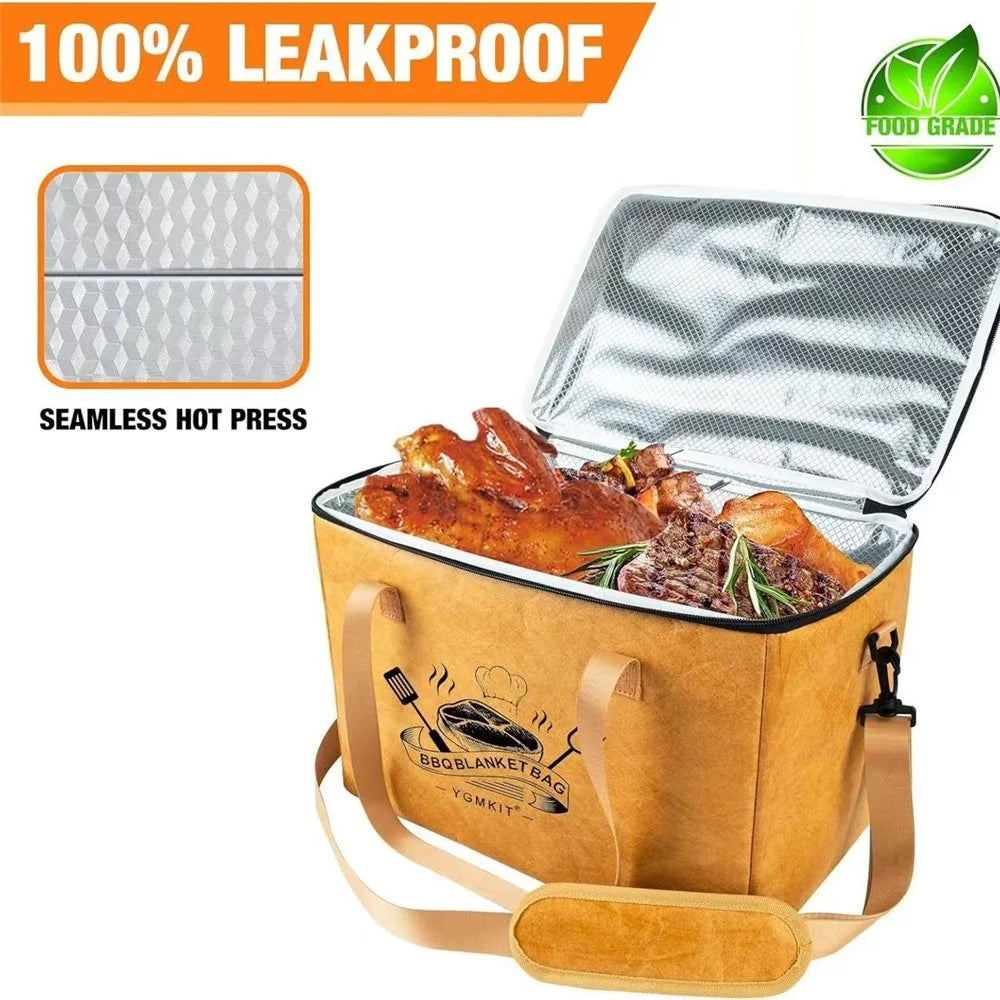 Reusable Large Capacity BBQ Insulated Bag Aluminum Film Meat Storage Zipper Thermal Cooler Bag (BPA Free, No FDA) - 2