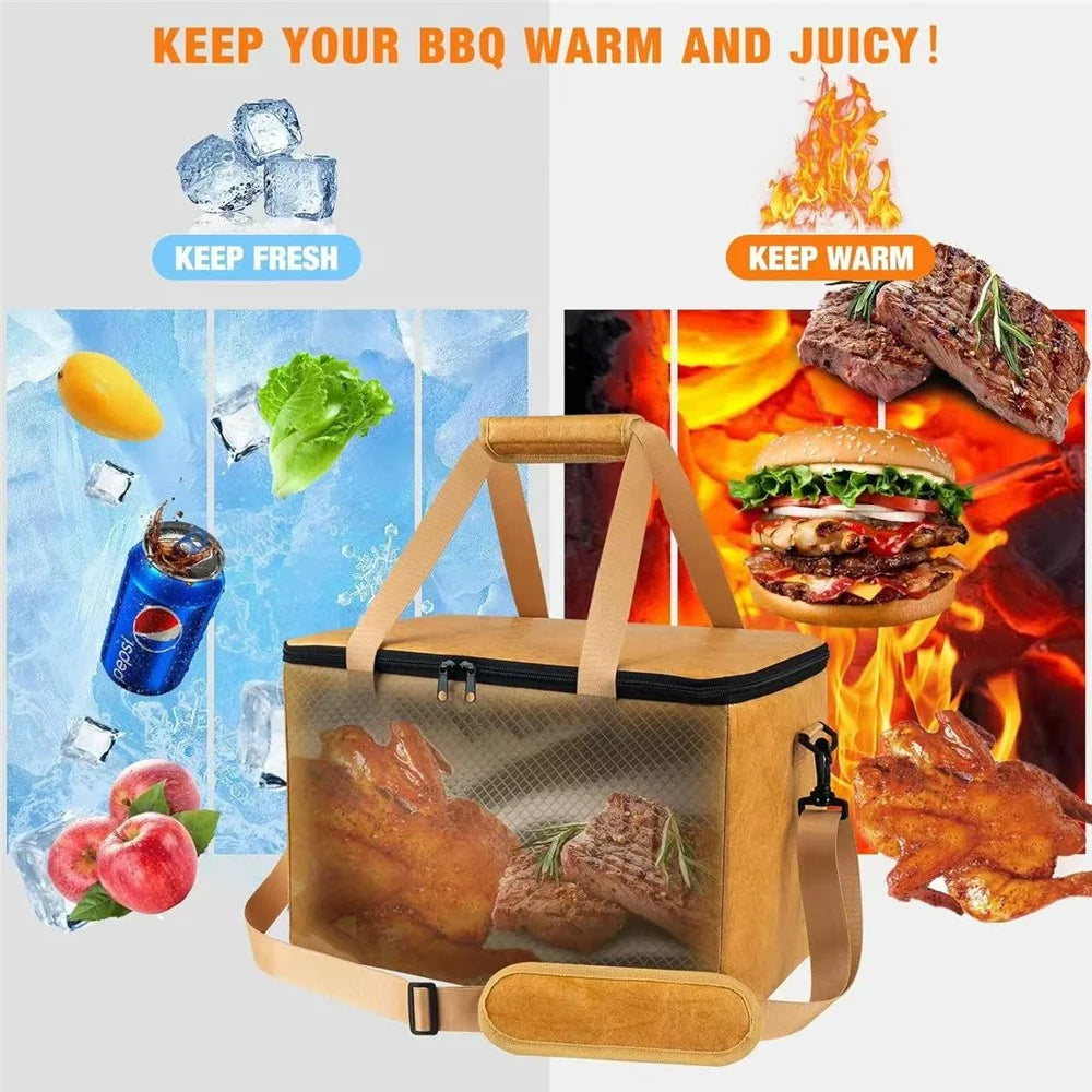 Reusable Large Capacity BBQ Insulated Bag Aluminum Film Meat Storage Zipper Thermal Cooler Bag (BPA Free, No FDA) - 3