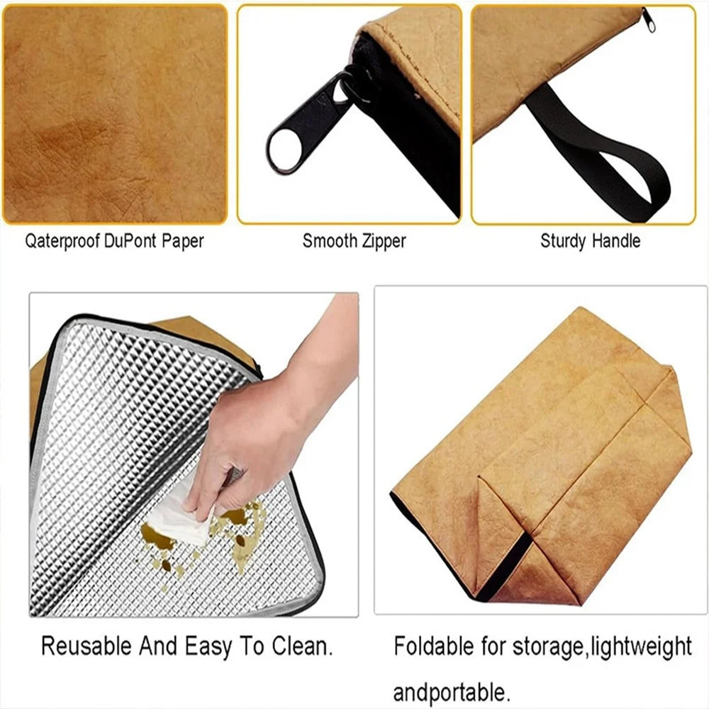 Large Capacity Kraft Paper Insulated Bag Waterproof BBQ Meat Cooler with Thick Aluminum Foil Lining (BPA Free, No FDA) - 5