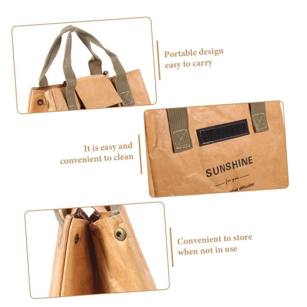 Large Capacity Insulated Lunch Bag Work School Thermal Food Container Carrier Tote Bag - Brown - 5