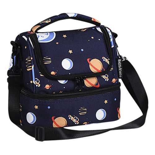 Insulated Lunch Bag Kids Students Large Capacity Thermal Food Carrier Bag with Shoulder Strap - 1
