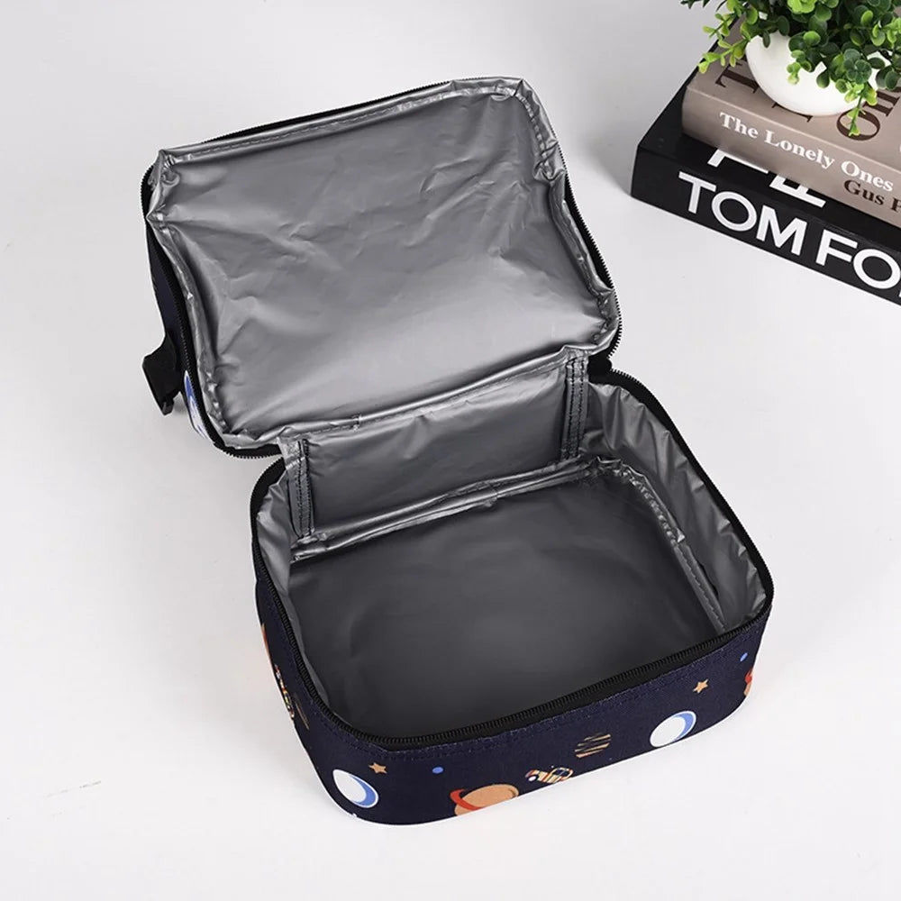 Insulated Lunch Bag Kids Students Large Capacity Thermal Food Carrier Bag with Shoulder Strap - 3
