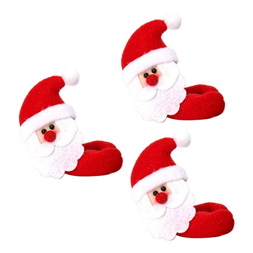 3Pcs / Set Christmas Wine Glass Cover Set Santa Claus Deer Snowman Wine Cup Tag Xmas New Year Decoration - Santa Claus - 1