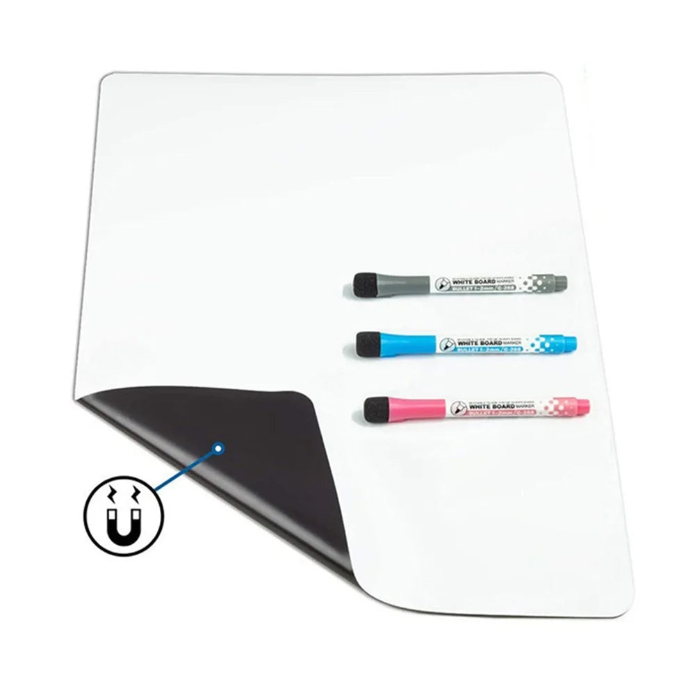 A4 PET Soft Whiteboard DIY Fridge Magnetic Erasable Message Board with 3 Markers + 1 Eraser - 1