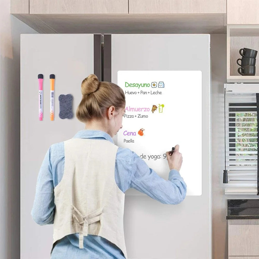A4 PET Soft Whiteboard DIY Fridge Magnetic Erasable Message Board with 3 Markers + 1 Eraser - 6