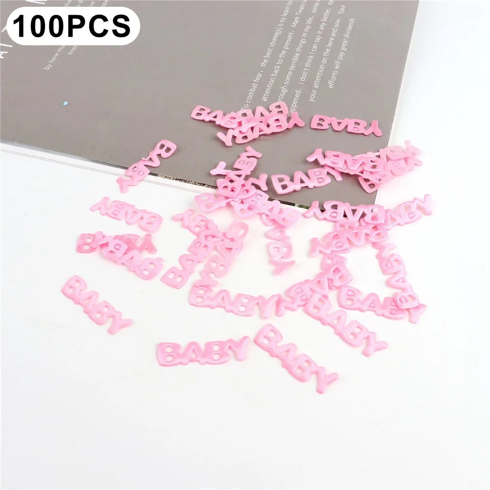 100Pcs Baby Shower Birthday Party Decorations Sponge Cloth Letters Baptism Photo Props - Pink - 1