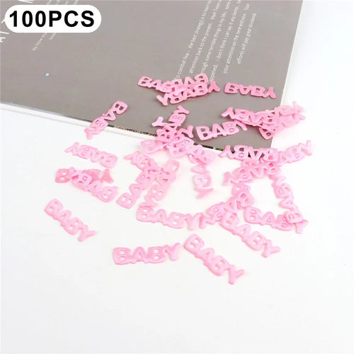 100Pcs Baby Shower Birthday Party Decorations Sponge Cloth Letters Baptism Photo Props - Pink - 1