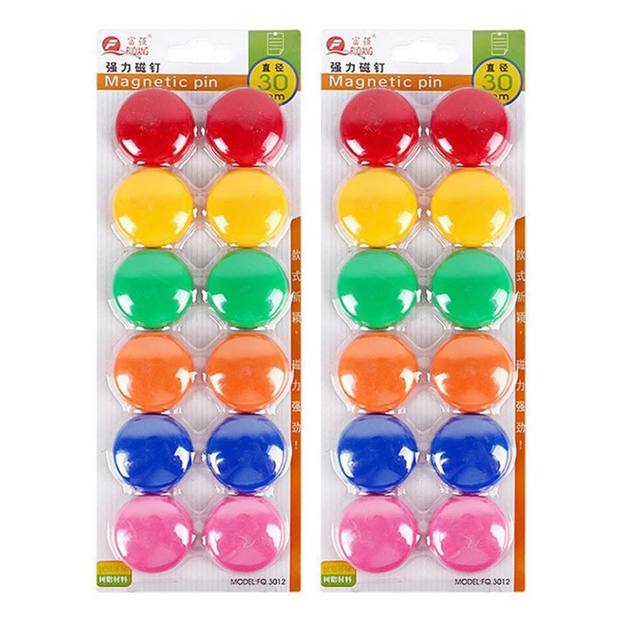 24Pcs 30mm Colorful Round Magnets Whiteboard Strong Magnetic Buttons for Office Home DIY - 1