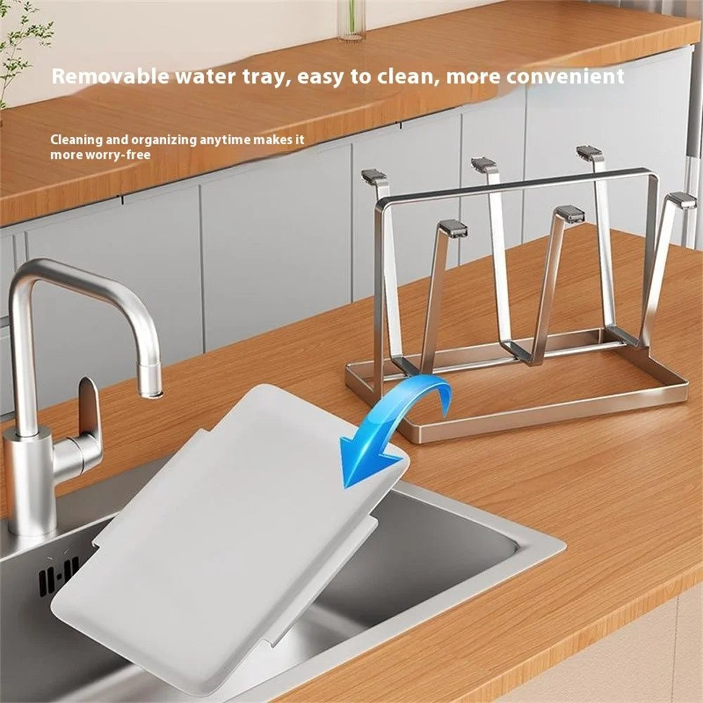 Stainless Steel 6 Cup Drying Rack with Drip Tray Upside Down Storage Organizer for Mugs Bottles Glasses, Style B - 3