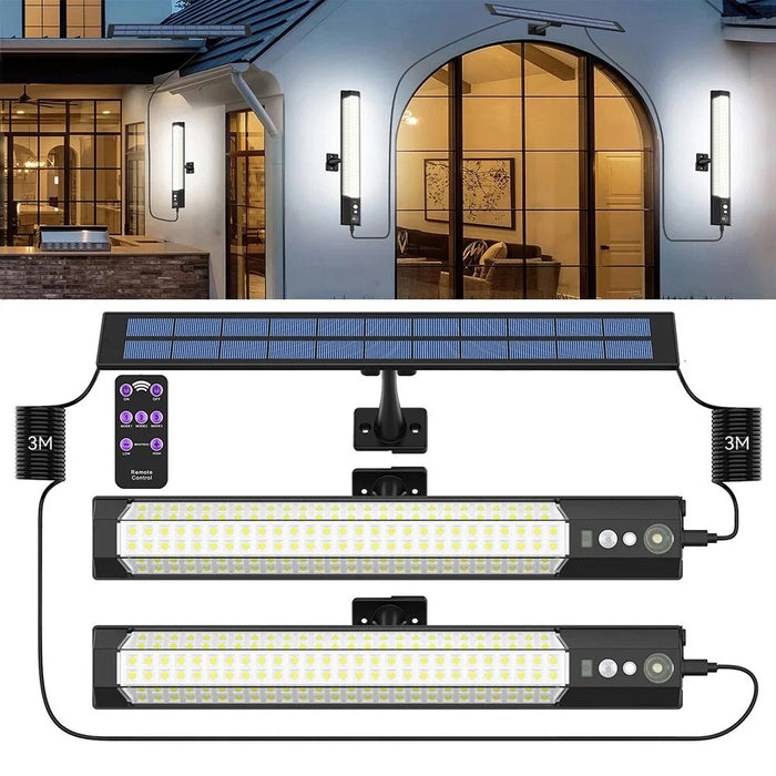 2Pcs Outdoor Wall Lamp with Solar Panel IP65 Waterproof Motion Sensor Lamp for Garden Landscape Yard - 3