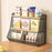 Desktop Storage Basket for Kitchen Countertop Iron Frame Wooden Board Dining Table Tea Cup Holder Shelf, Double Grid - Black+Wood Color - 3