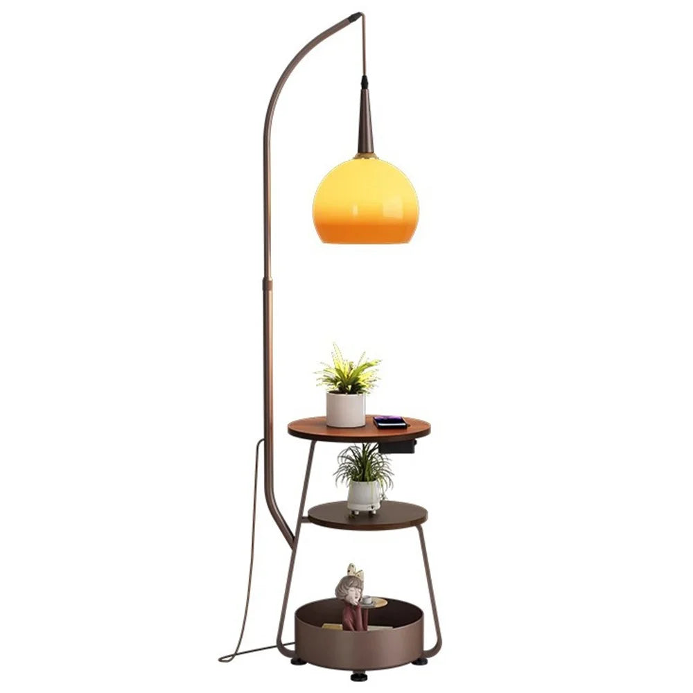 Modern Floor Lamp with Storage Shelf Bedside Table for Living Room Sofa Side Eye Care Atmosphere Light - 2