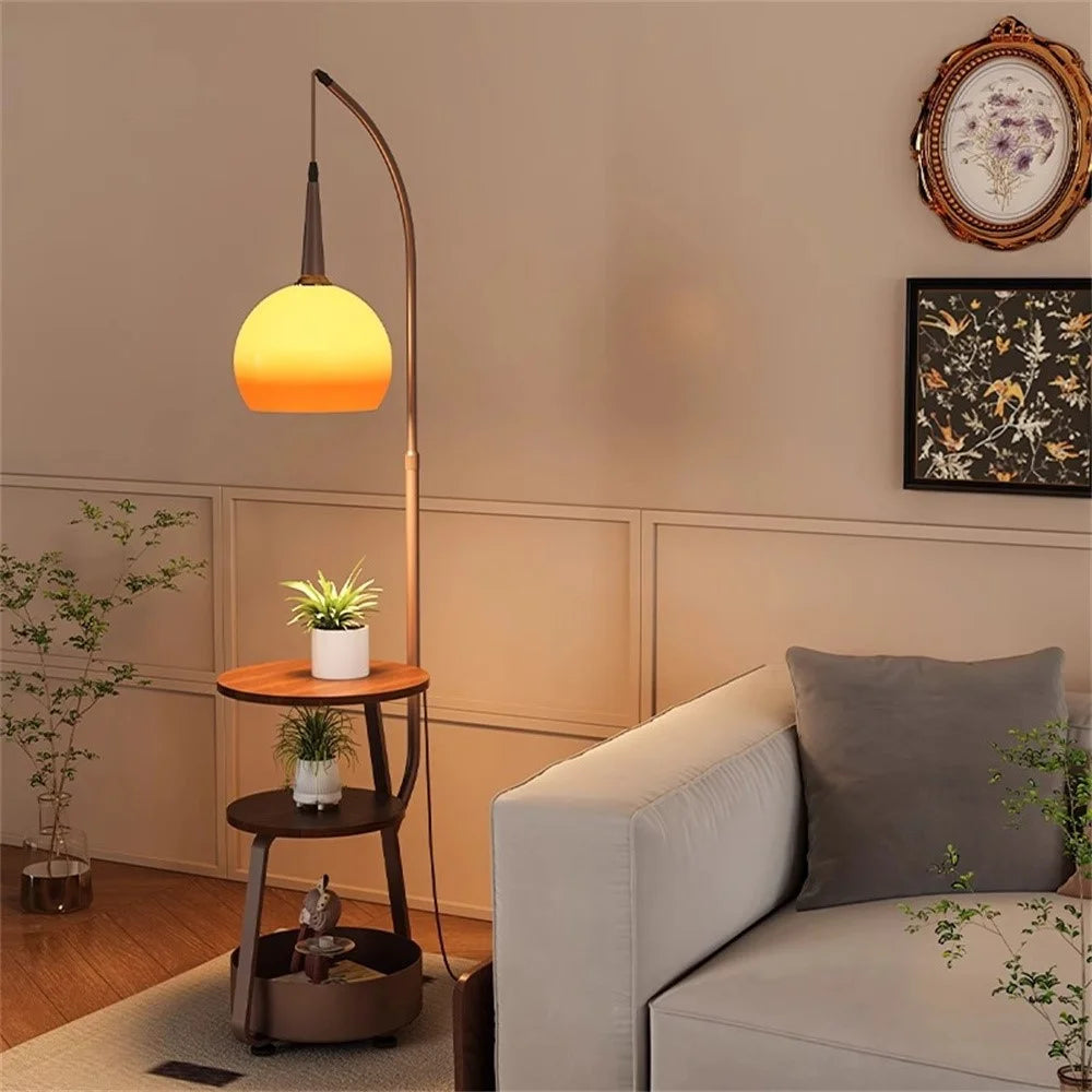 Modern Floor Lamp with Storage Shelf Bedside Table for Living Room Sofa Side Eye Care Atmosphere Light - 3