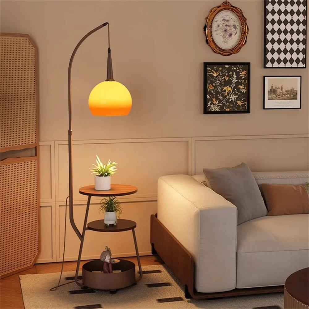 Modern Floor Lamp with Storage Shelf Bedside Table for Living Room Sofa Side Eye Care Atmosphere Light - 4