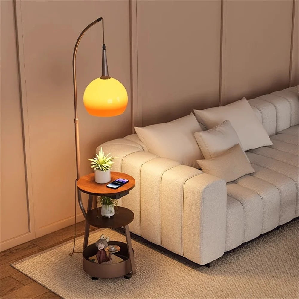 Modern Floor Lamp with Storage Shelf Bedside Table for Living Room Sofa Side Eye Care Atmosphere Light - 5