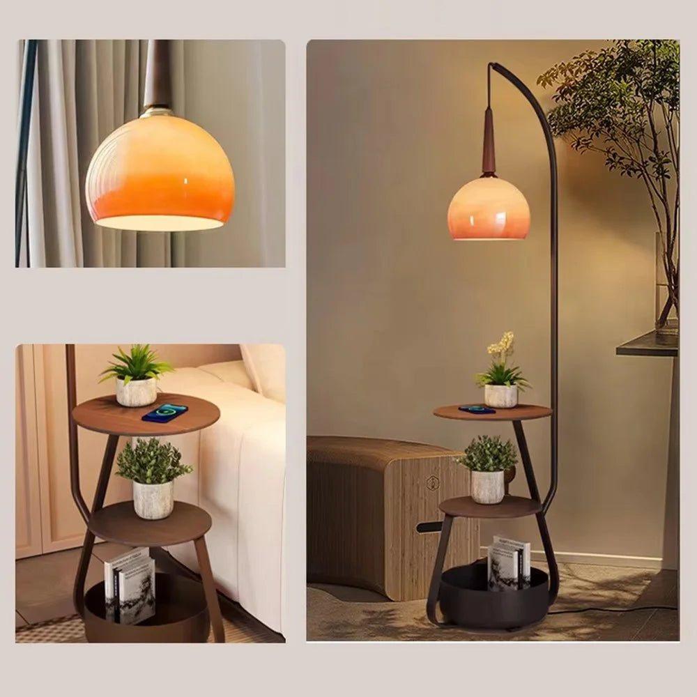 Modern Floor Lamp with Storage Shelf Bedside Table for Living Room Sofa Side Eye Care Atmosphere Light - 6