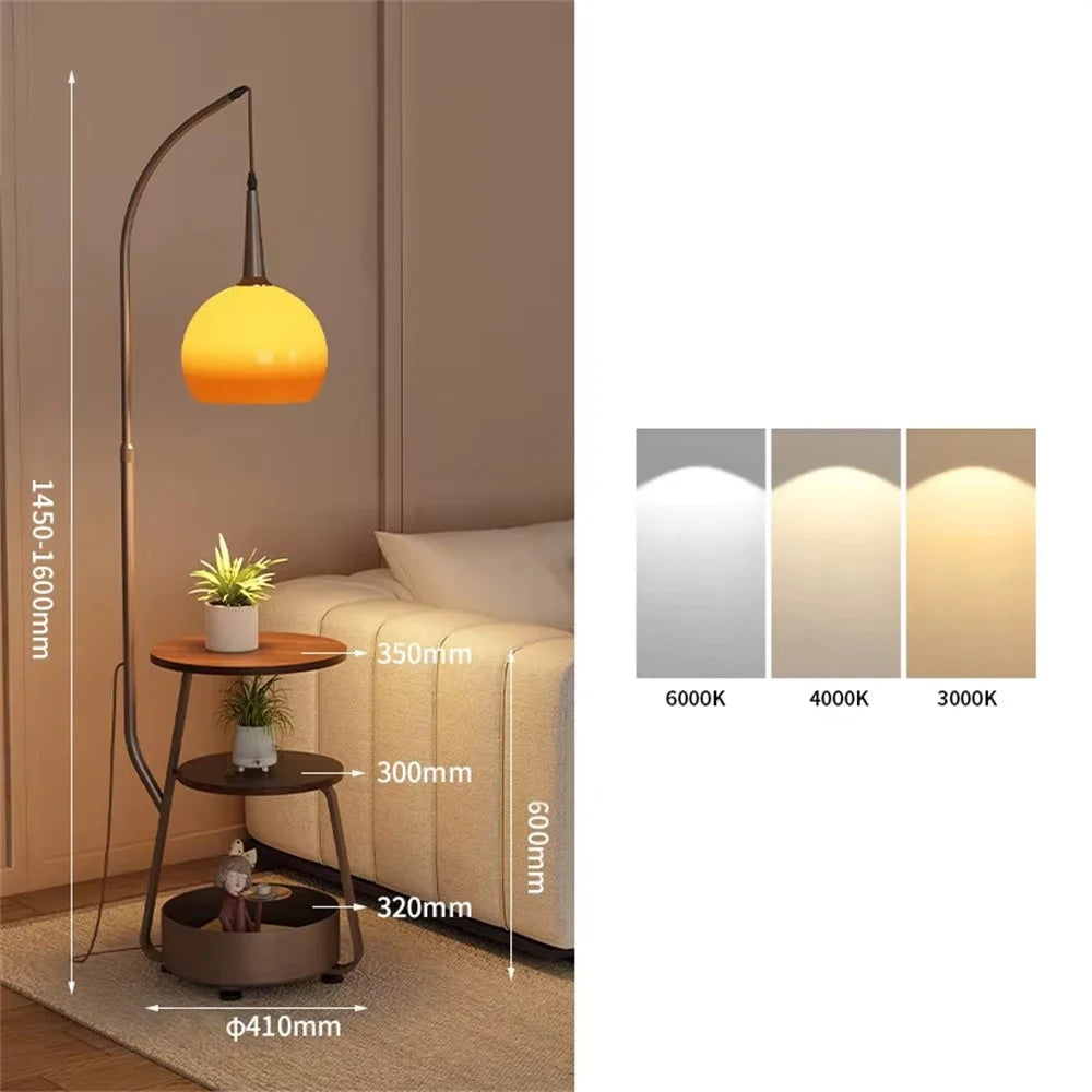 Modern Floor Lamp with Storage Shelf Bedside Table for Living Room Sofa Side Eye Care Atmosphere Light - 7